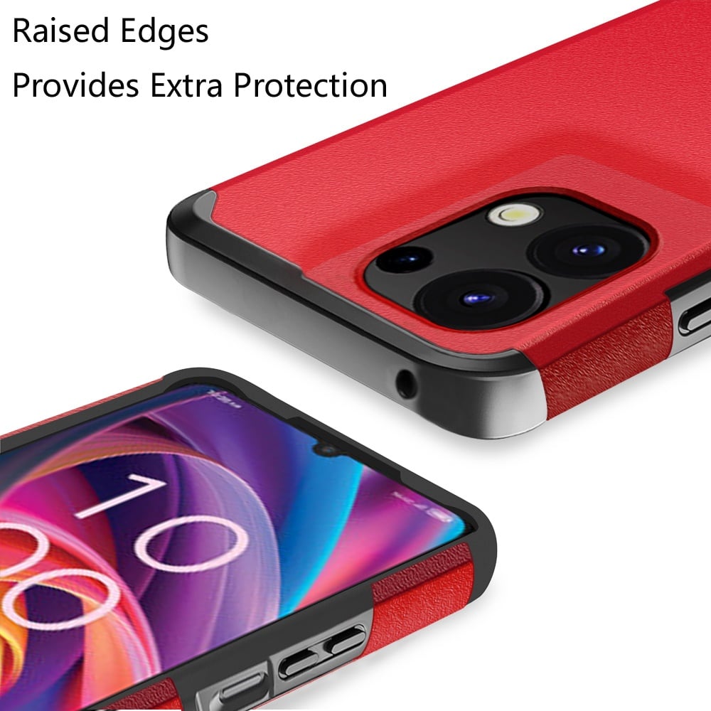 Phone Case for TCL K33/ K32 5G Slim Tough Shockproof Heavy Duty Hybrid Armor Anti Slip Durable Grip Dual Layer TPU Protective Hard Shell Cover Red
