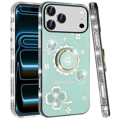 Phone Case for Apple iPhone 18 Pro Glitter Diamond Ring Stand Sparkle Rhinestone Edge AntiSlip Kickstand Luxury Fashion Bumper Shockproof Cover