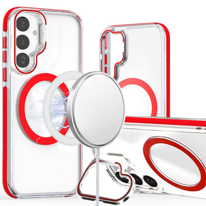 For Samsung Galaxy S22 Ultra Hybrid Clear Invisible Camera Bracket Stand [With Magsafe Magnetic Circle] Shockproof Color Frame Case Cover