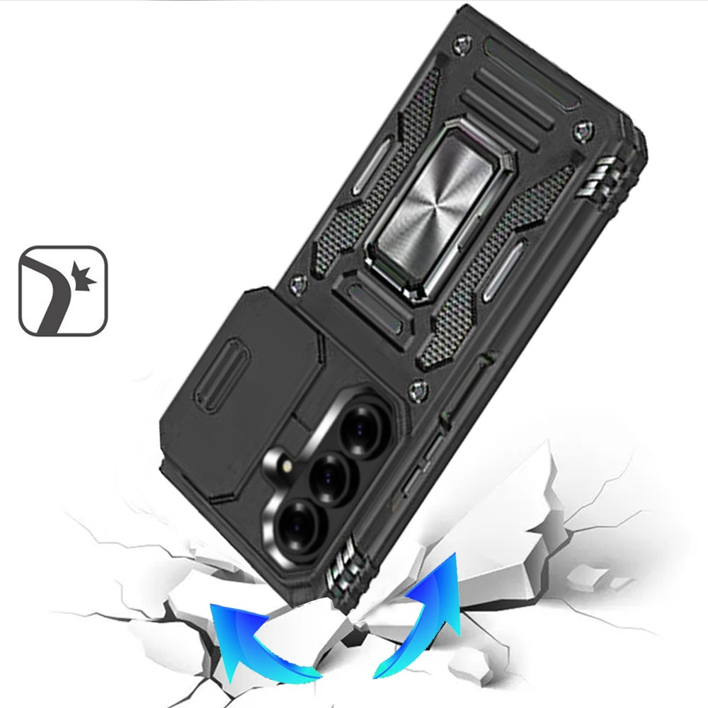 Phone Case for Samsung Galaxy Z Fold 8 Ultra Tough Metal Ring Shockproof Sliding Camera Window Hybrid Armor Rugged Anti Slip Heavy Duty Grip Cover