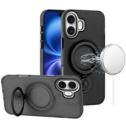 For Apple iPhone 17 Air (6.6") MagSafe Compatible with 360° Ring Stand, Magnetic Kickstand, Slim Hybrid Protective Case Cover Black
