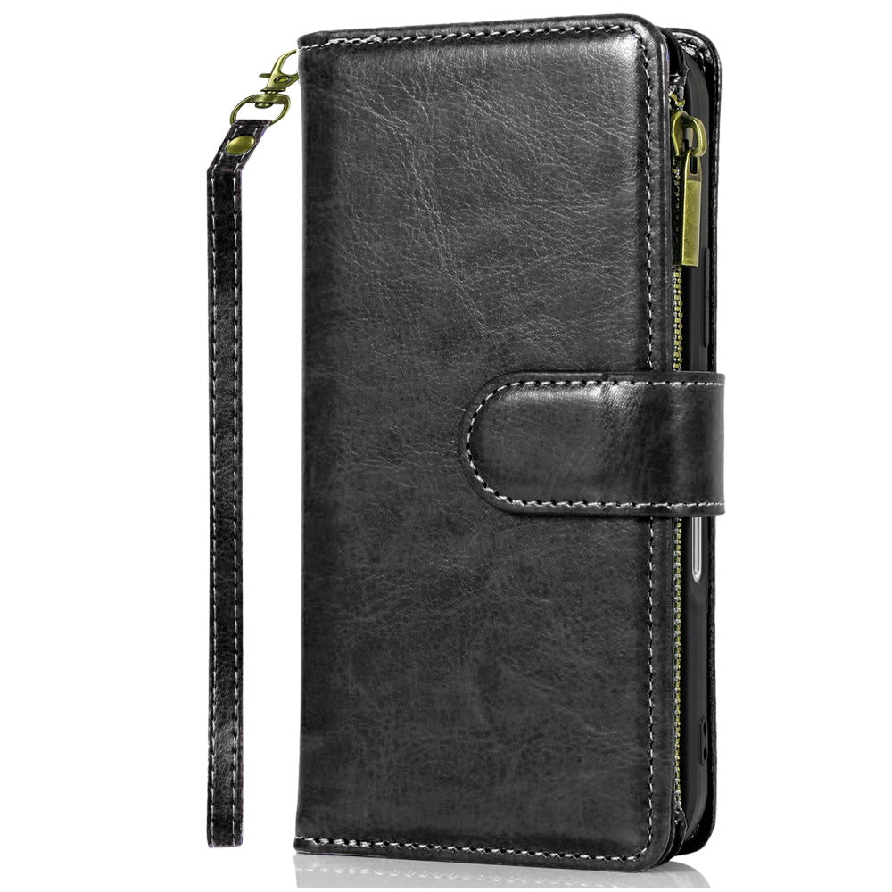 For Apple iPhone 17 Air (6.6") Leather Wallet Case with Zipper, 9 Card Slots, Cash Pocket, Stand & Strap, Clutch Pouch Design Case Cover