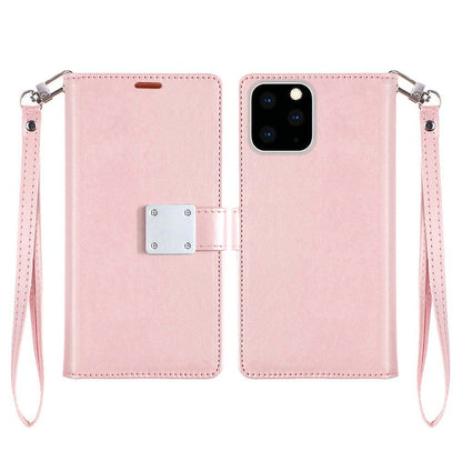 For Samsung Galaxy S26 Wallet Cases PU Leather with Credit Card /ID /Cash Holder Slot Dual Flip Book Pouch, Stand and Strap Case Cover Rose Gold