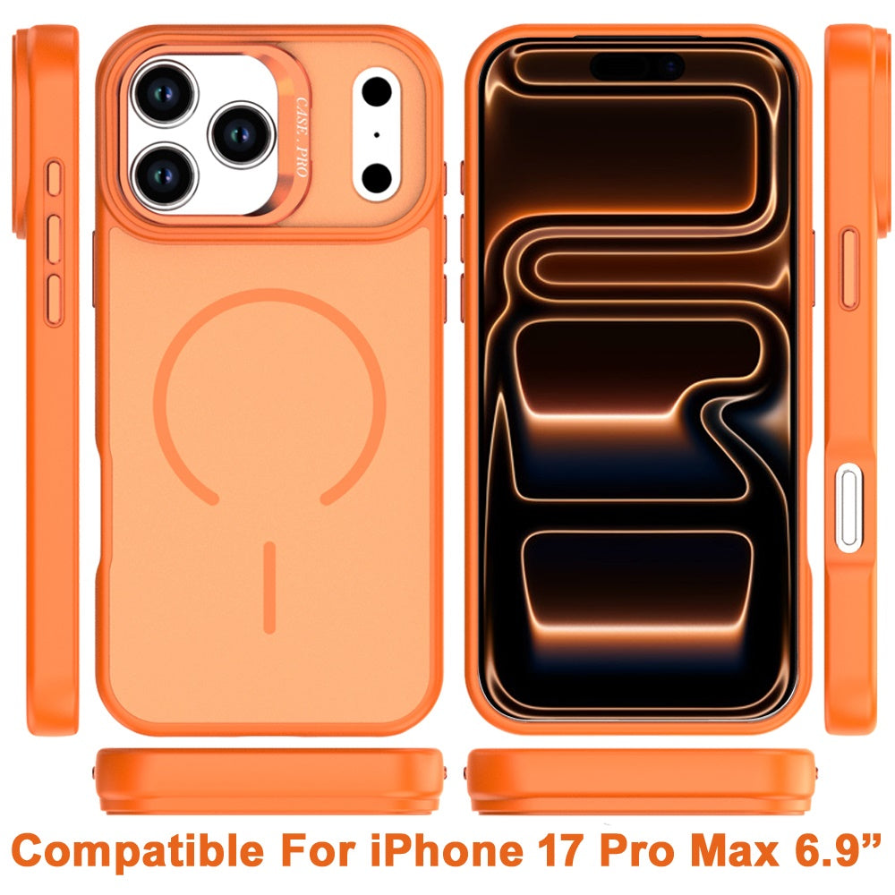 Phone Case for Apple iPhone 17 Pro Max (6.9") Premium Matte Magnetic Camera Stand Hybrid Shockproof Rugged Protective Anti Scratch Durable Grip Metal Buttons Cover