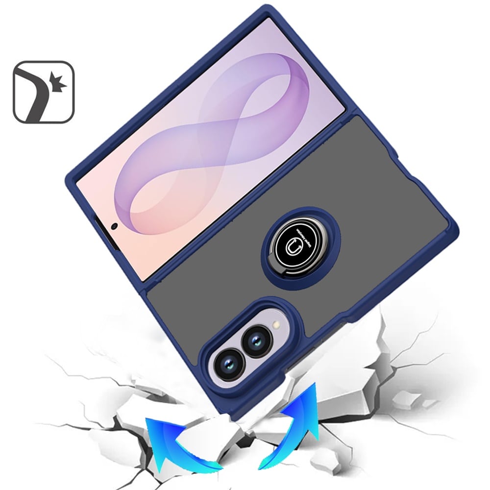 Phone Case for Samsung Galaxy Z Fold 8 Hybrid Magnetic Ring Stand TPU Hard Silicone Reinforced Bumper Shock Absorbing Matte Design Cover
