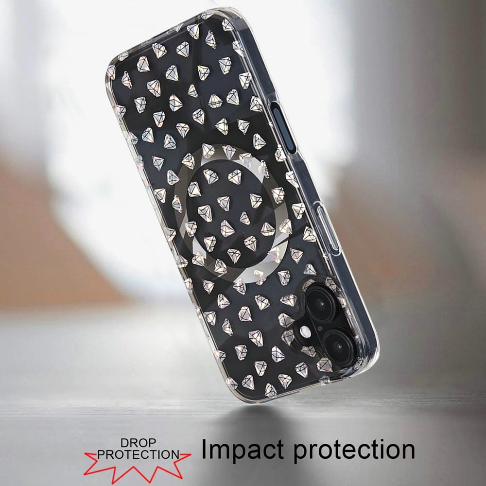 For iPhone 16 (6.1") Premium Double Layer IMD Magnetic Hybrid Shockproof Protection Durable Anti Scratch Secure Grip Slim Design Compatible Case Cover Smoke Holographic