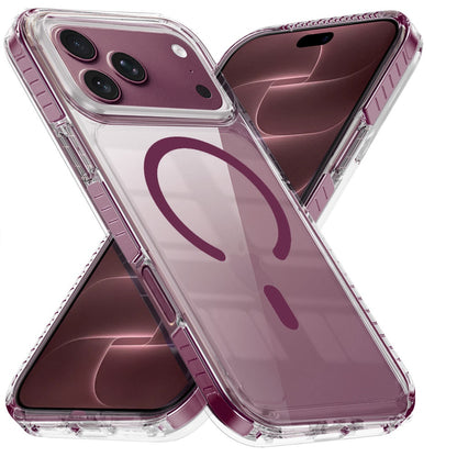 Phone Case for Apple iPhone 18 Pro/ iPhone 17 Pro Transparent Magnetic Shockproof Colored Edge Hybrid Case Slim Durable Grip Clear Protective Soft TPU Cover Purple