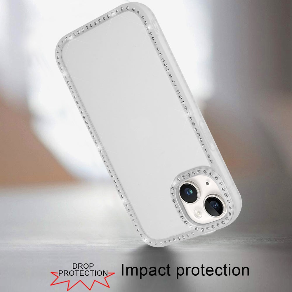 Phone Case for Apple iPhone 14/13 Luxury Diamond Glitter Transparent Shockproof Protective Crystal Shimmer Reinforced Bumper Durable Stylish Cover Clear