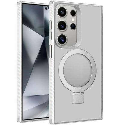 For Samsung Galaxy S25 Ultra Magnetic Circle Kickstand with MagSafe Compatibility, Matte Skin, Rugged Bumper, and Ring Holder Case Cover