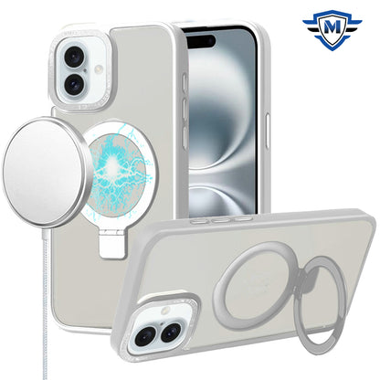 For Apple iPhone 16 Plus (6.7") Premium Magnetic Metal Matte Built-in Compatible with MagSafe Stand Hybrid Shock TPU Case Cover