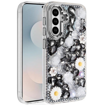 Phone Case for Samsung Galaxy S26 Full Bling Rhinestone Glitter Floral Luxury Hybrid Shockproof Stylish Sparkling Protective Designer Ornament Cover