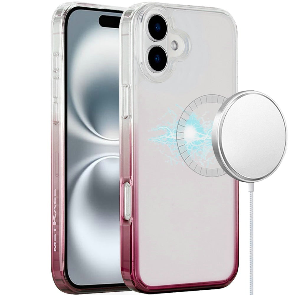 For iPhone 16 (6.1") Transparent Two Tone Gradiant Magnetic Space [Compatible with Magsafe] Hybrid Shockproof Protective Case Cover Two Tone Blue