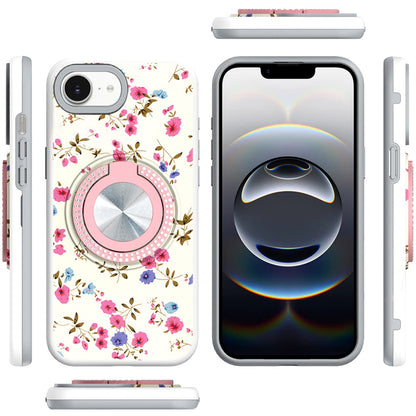 For Apple iPhone 17E /16E Pattern Design Hybrid with Invisible Ring Stand & Magnetic Back, Shockproof Protective Grip Case Cover