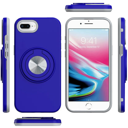 For Apple iPhone 8 Plus /7 Plus Metal Matte Hybrid with Invisible Rotational Ring Stand, Car Mount Friendly, Military Grade Slim Fit Sturdy Case Cover