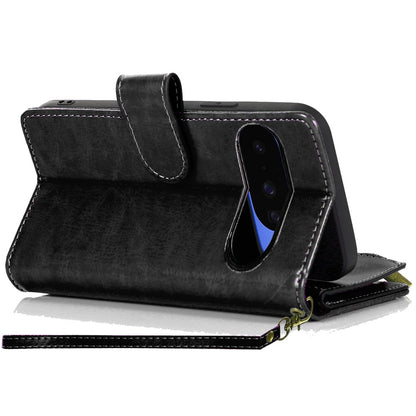 Phone Case for Google Pixel 11 / 11 Pro Luxury Leather Wallet Card Holder Zipper Pocket Money Storage Protective Grip Design with Strap Cover