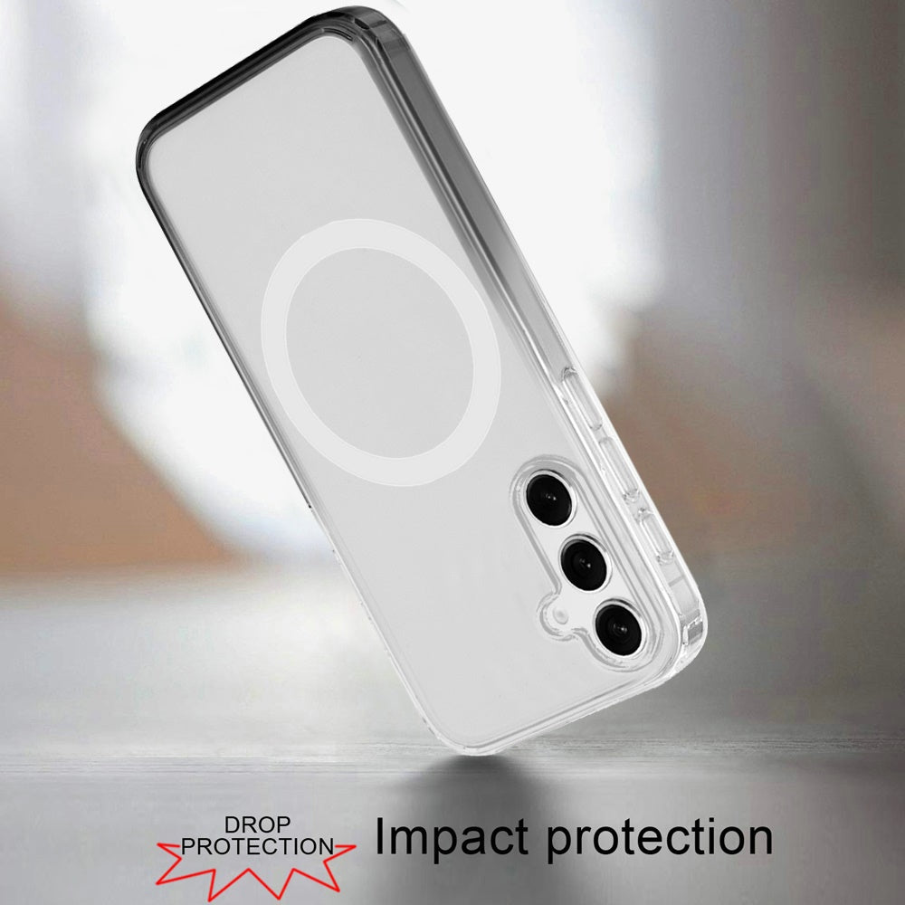 For Apple iPhone 16 Pro Transparent Two Tone Gradiant Magnetic Space [Compatible with Magsafe] Hybrid Shockproof Protective Case Cover Two Tone Smoke