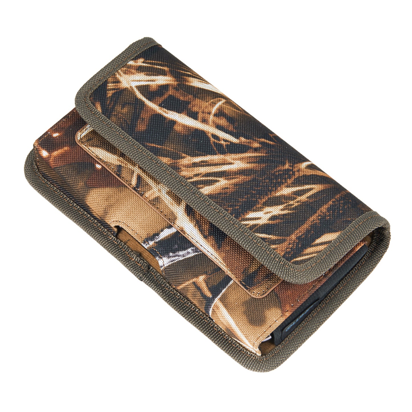 For Apple iPhone 16 (6.1") Universal Camo Leather Horizontal Holster Pouch with Credit Card Slots Wallet & Belt Loop Clip Carrying (Fits 6.1 inch) [Camouflage]
