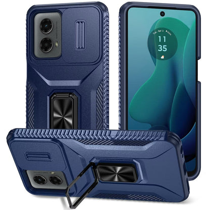 For Samsung Galaxy S23 Ultra Camera Cover Phone Case with Magnetic Rotation Ring Stand [Military Grade] Hybrid Hard TPU Shockproof Case Cover Blue