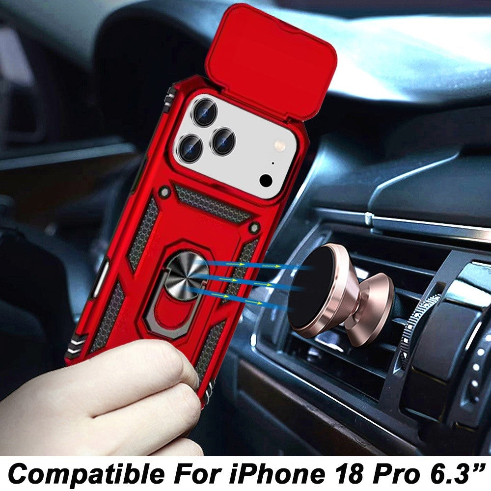 Phone Case for Apple iPhone 18 Pro Shockproof Magnetic Ring Stand Camera Guard Rugged Grip Anti Slip Heavy Duty Hybrid Armor Durable Matte Cover