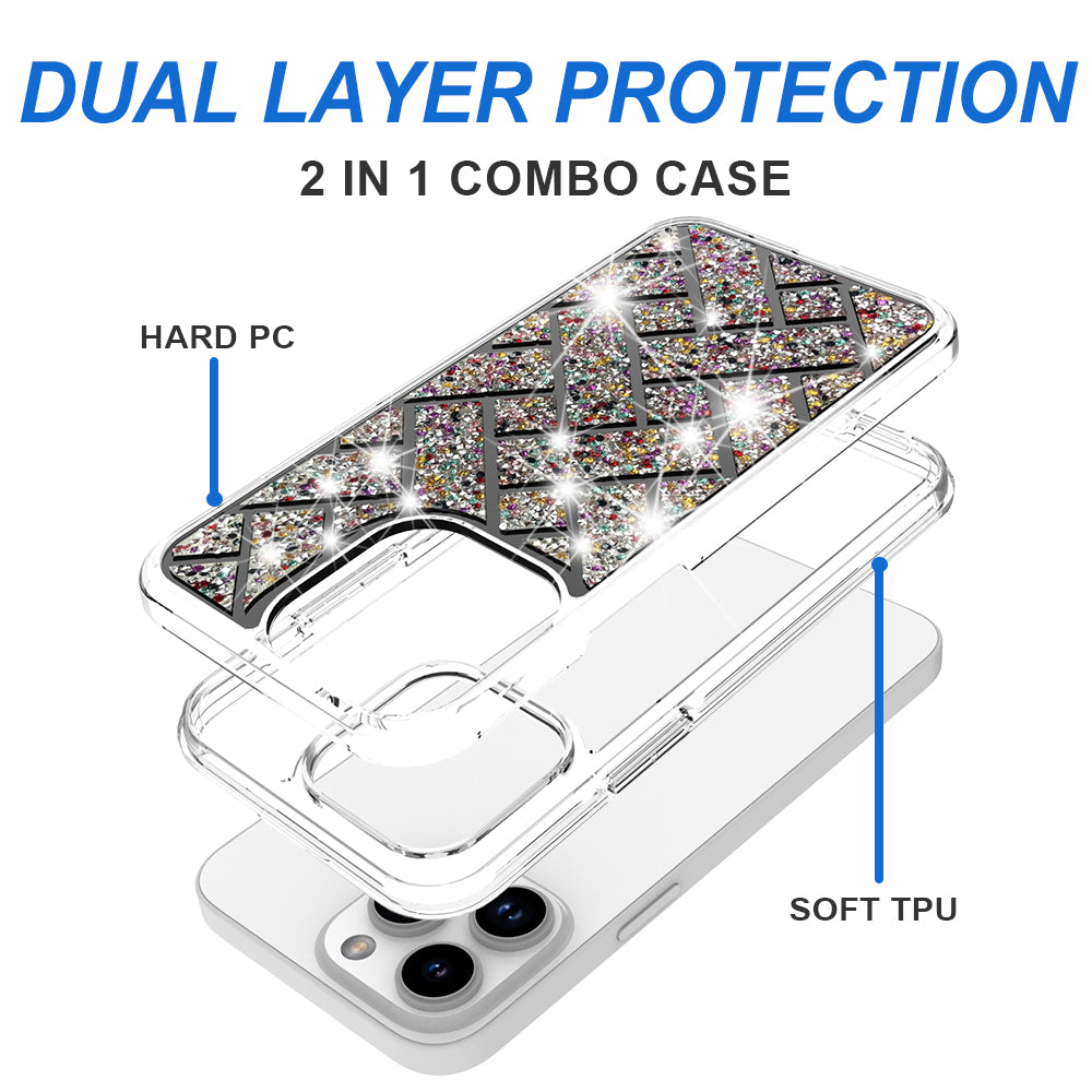 For Apple iPhone 17E /16E Bling Hybrid Shockproof Protective Design Stylish Glitter Finish Durable Grip Protection Case Cover