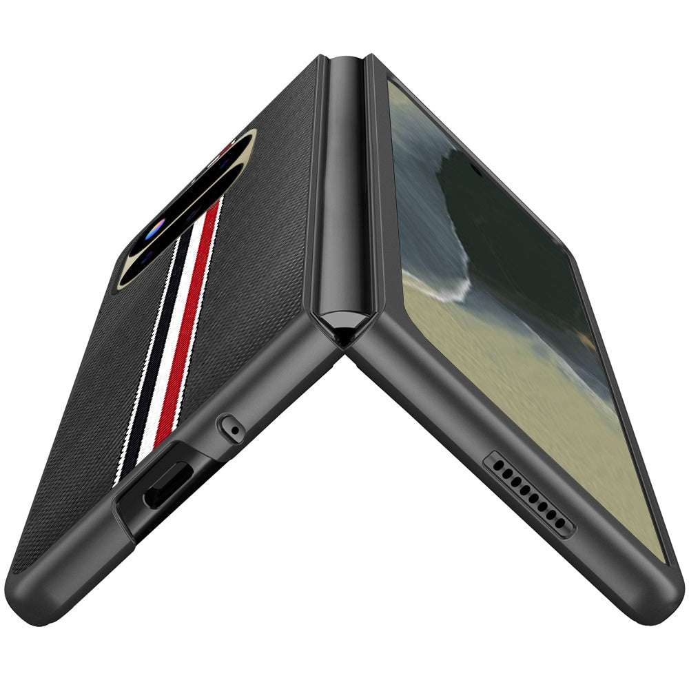 Phone Case for Google Pixel 11 Pro Fold Velvet Fabric Vegan PU Leather Slim Fit Hybrid Protective Shell Shockproof Design Cover Black