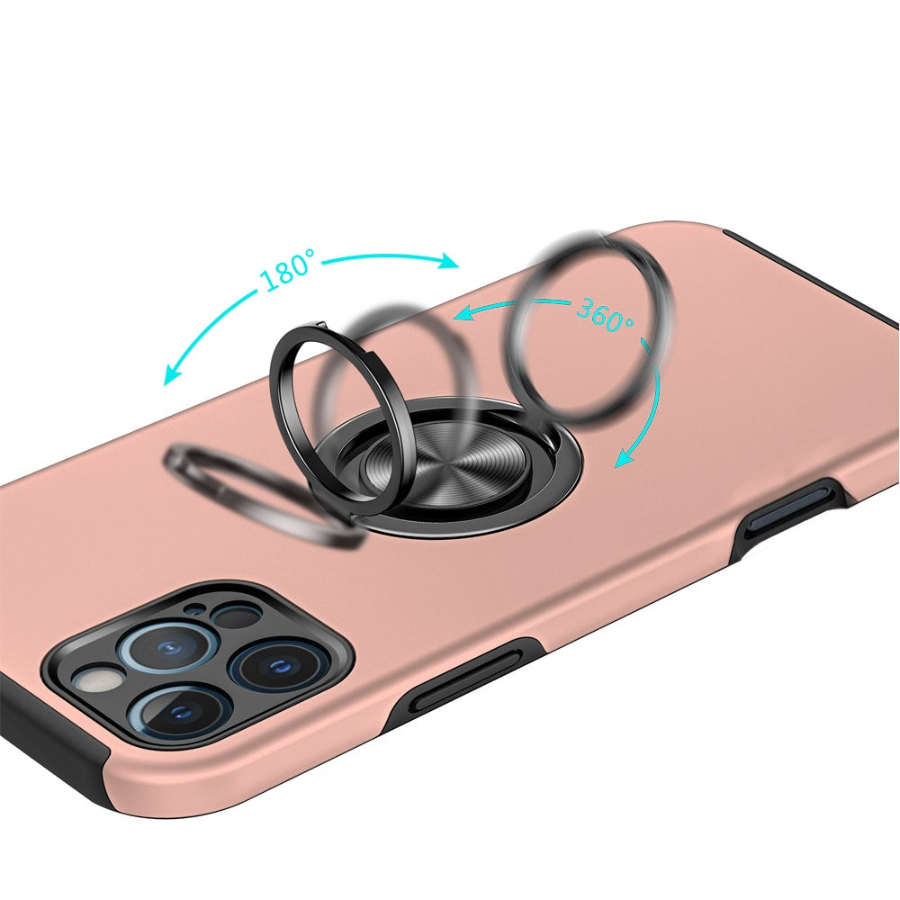 For Samsung Galaxy S25 EDGE Hybrid 360 Degree Rotatable Metal Invisible Ring Stand Holder Slim Fit Magnetic Car Mount Shockproof Case Cover Rose Gold