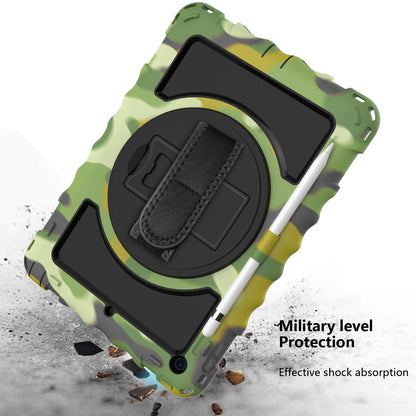 Tablet Case for Apple iPad 9th 8th 7th Gen (10.2 inch) 360 Rotating Hybrid Heavy Duty Kickstand Hand Strap Shoulder Strap Full Body Drop Protection Cover Green