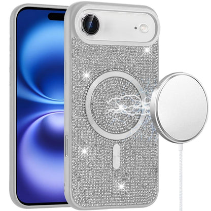For Apple iPhone 17 Air (6.6") Sparkly Diamond Bling Case Rhinestone Skin Hybrid with Magnetic Circle, MagSafe Compatible Case Cover