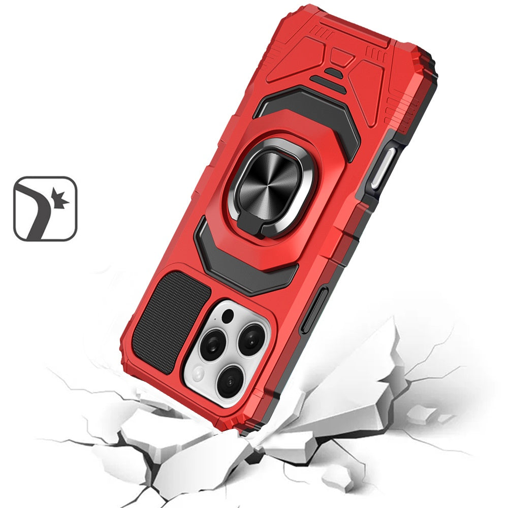 For Apple iPhone 16 Pro Max (6.9") Hybrid Dual Layer with Rotate Magnetic Ring Stand Holder Kickstand, Rugged Shockproof Case Cover