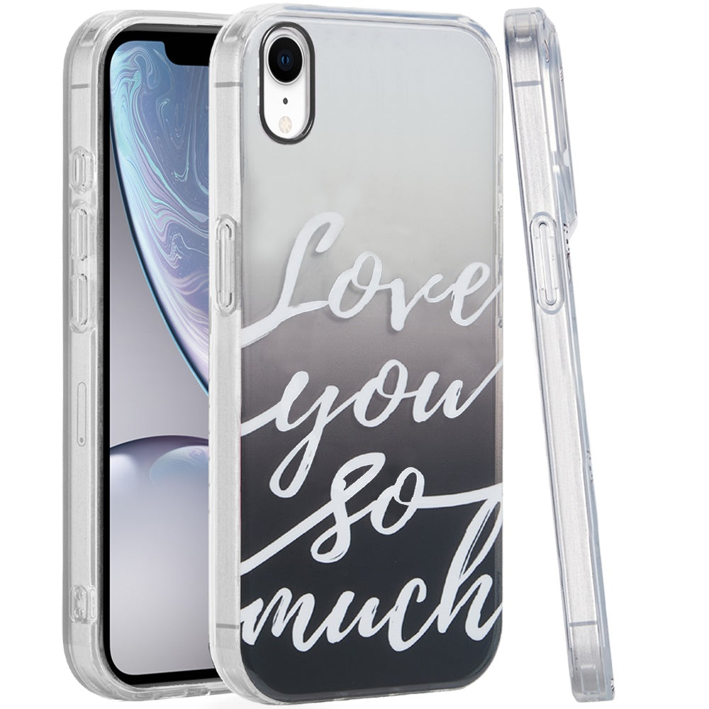 For Apple iPhone XR Fashion Layer Design Slim IMD TPU Protective, Shockproof Hybrid Stylish Durable Hard PC Case Cover