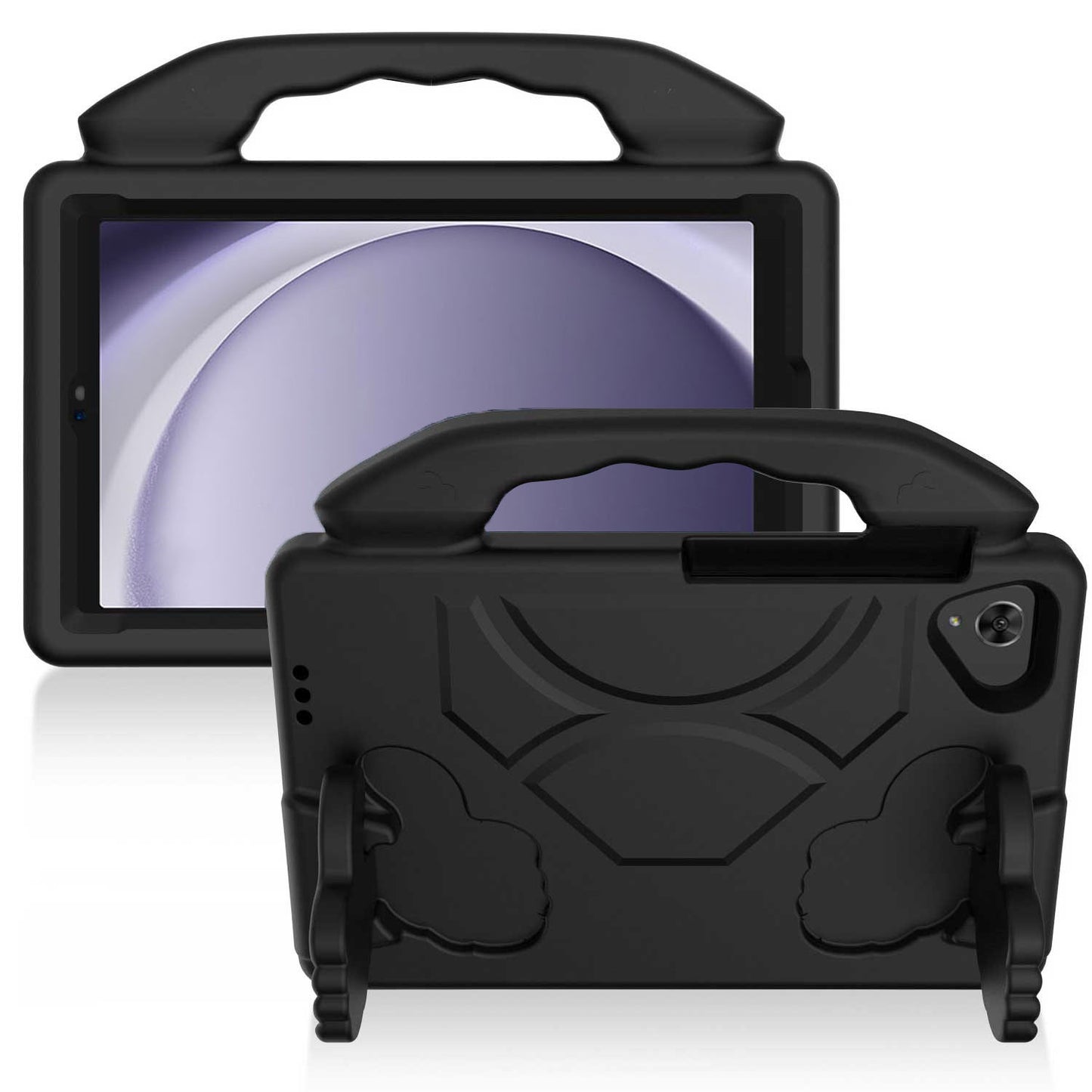 For Kid-Friendly Hybrid Tablet Shockproof Stand Case Antislip Rubber Silicone TPU - Thumbs Up Kickstand Black Tablet Case Cover