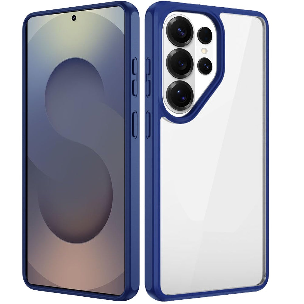 For Samsung Galaxy S26 Ultra Hybrid Transparent HQ Slim Shockproof Clear Protective Thick 2.0mm TPU Frame Case Cover Navy Blue
