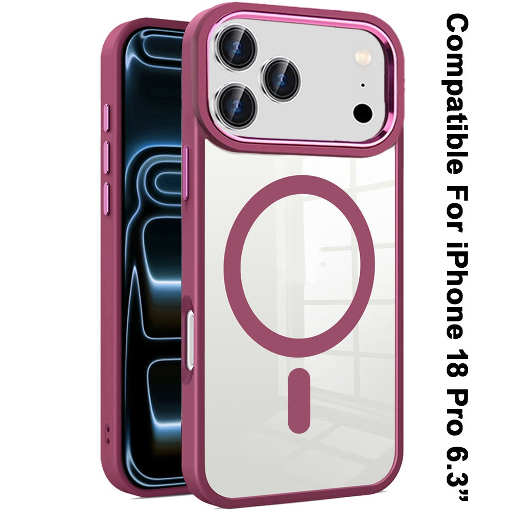 Clear Acrylic Magnetic Circle Shockproof Hybrid Metal Button TPU Drop Protection Rugged Slim Durable Armor