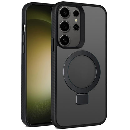 Phone Case for Samsung Galaxy S23 Ultra Magnetic Circle Kickstand with MagSafe Compatibility, Matte Skin, Rugged Bumper, and Ring Holder Cover Black