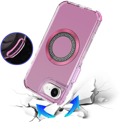 Phone Case for Apple iPhone 17E / iPhone 16E / iPhone SE4 Luxury Bling Rhinestone Glitter Magnetic Circle Frosted Hybrid Dual Layer TPU Tough Construction, Sparkling Finish Cover