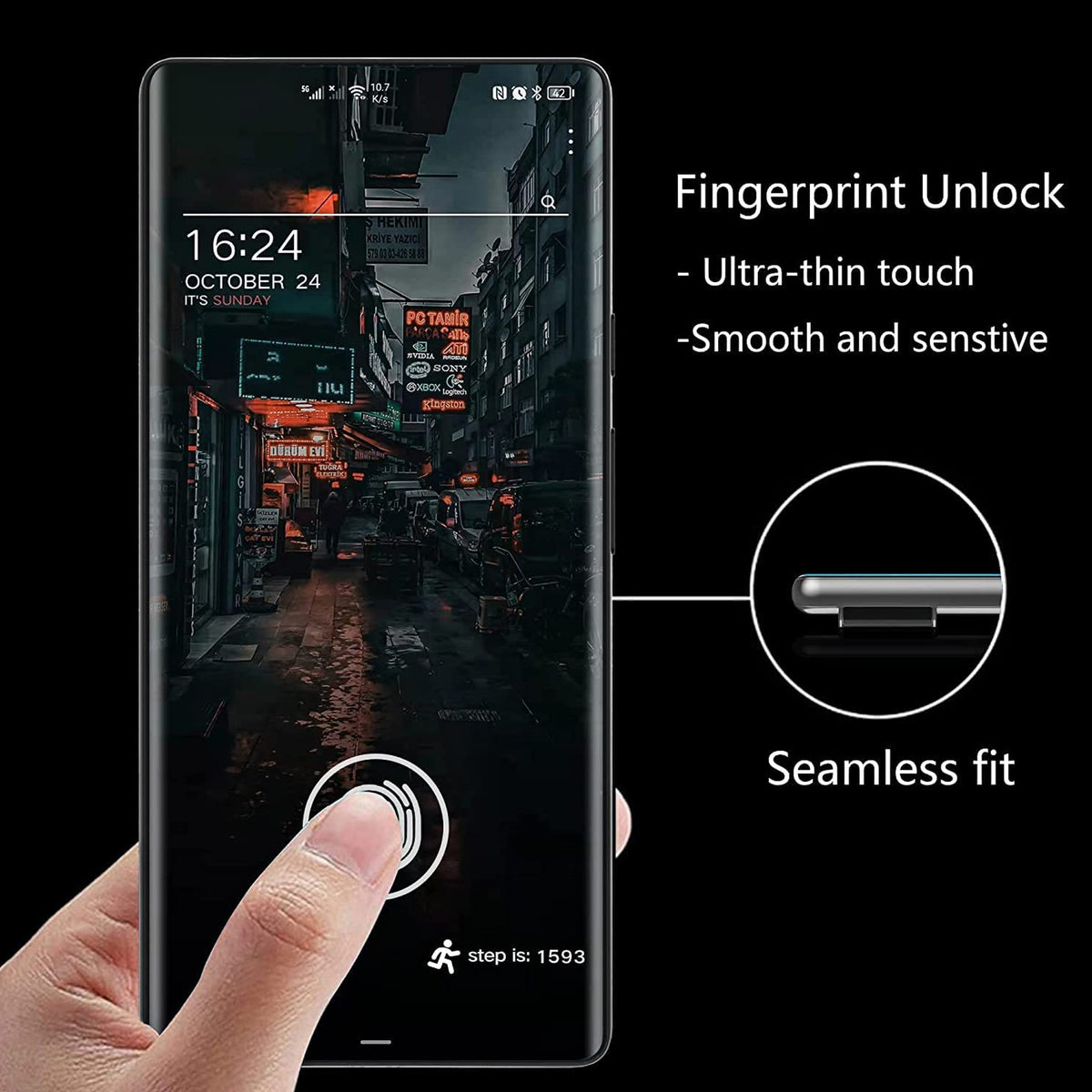 For Motorola Razr Ultra 2025 Premium Tempered Glass Screen Protector Designed to allow full functionality Fingerprint Unlock 3D Curved Edge Glass Full coverage Protector Clear Black