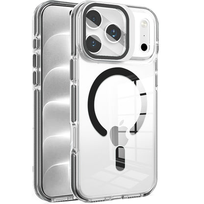 Phone Case for Apple iPhone 18 Pro Max/ 17 Pro Max Magnetic Circle Transparent Tough Hybrid Camera Stand Guard Stand Shockproof Color Edge Rugged Grip Cover Black