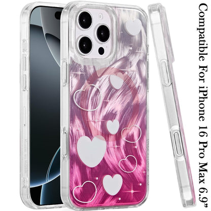 For iPhone 16 Pro Max (6.9") Stylish Pattern Fashion IMD Printed Design TPU Double Layer Slim Shockproof with Magnetic Back Case Cover