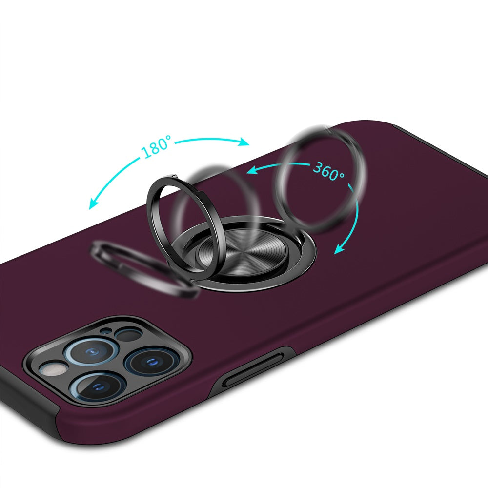 Phone Case for Apple iPhone 14 Pro Max Invisible Ring Stand Shockproof Anti Slip Durable Grip Protective Hybrid Fit Magnetic Car Mount Holder Cover Purple