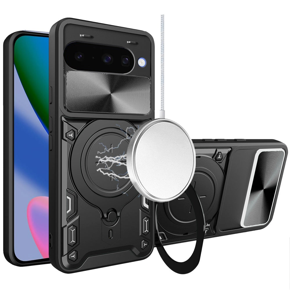 Phone Case for Google Pixel 11 / 11 Pro Magnetic Ring Stand Shockproof Hybrid Full Camera Slide Guard Anti Slip Heavy Duty Protective Armor Cover