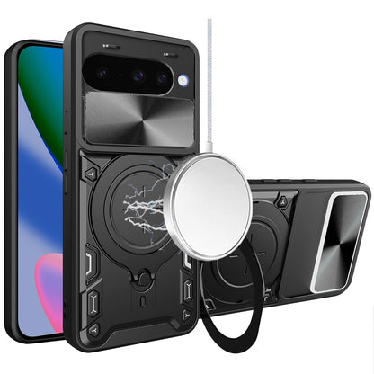 Phone Case for Google Pixel 11 / 11 Pro Magnetic Ring Stand Shockproof Hybrid Full Camera Slide Guard Anti Slip Heavy Duty Protective Armor Cover