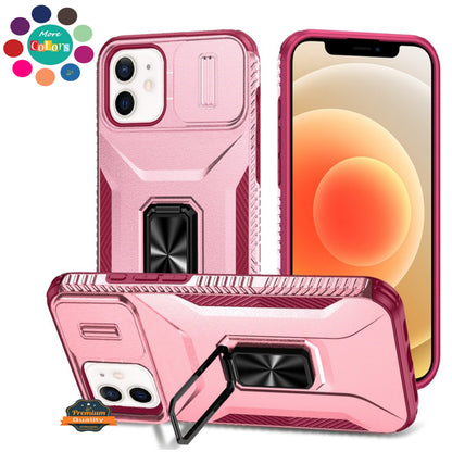 For Apple iPhone 17 Air (6.6") Case, Camera Cover with Magnetic Rotation Ring Stand, Military Grade Hybrid Hard TPU Shockproof Case Cover