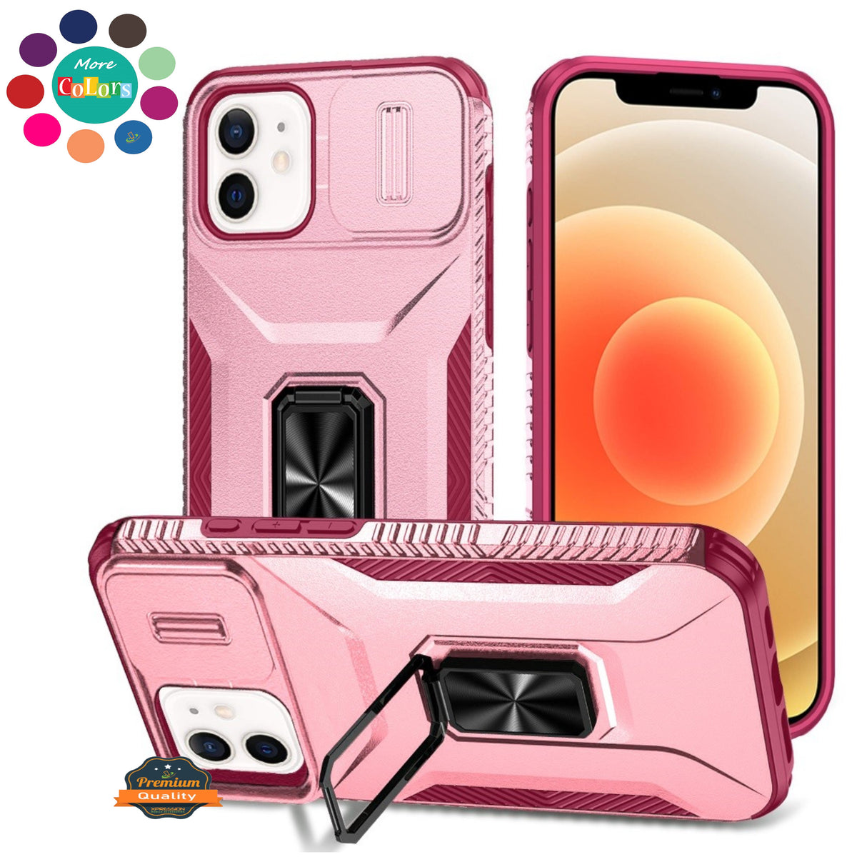 For Apple iPhone XR Case, Camera Cover with Magnetic Rotation Ring Stand, Military Grade Hybrid Hard TPU Shockproof Case Cover