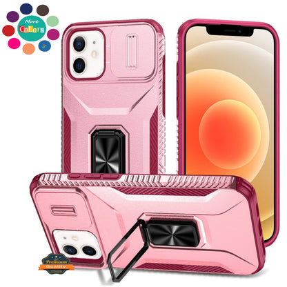 For Apple iPhone 15 Pro Max Case, Camera Cover with Magnetic Rotation Ring Stand, Military Grade Hybrid Hard TPU Shockproof Case Cover