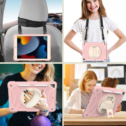 Tablet Case for Apple iPad 9th 8th 7th Gen (10.2 inch) 3in1 Hybrid Hand Strap Shoulder Strap Kickstand Shock Absorbing Cover