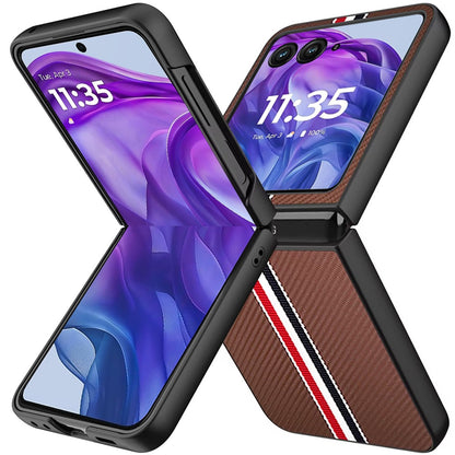 For Motorola Razr+ PLUS 2025 /2024 Velvet Fabric Vegan Leather Flip Shock Protection Premium Grip Soft Touch Durable Finish Case Cover Brown