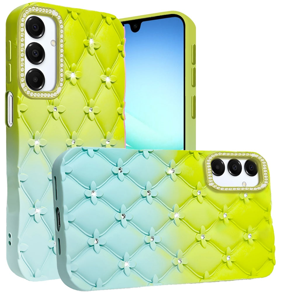 Phone Case for Samsung Galaxy A17 5G Floral Glitter Shimmer Bling Hybrid Shockproof Anti Slip Thick TPU Protective Stylish Design Cover