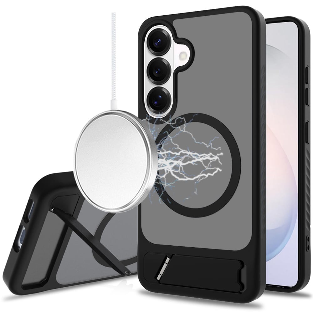Phone Case for Galaxy S26+ / S26 Plus Matte Magnetic Metal Kickstand Shockproof Grip Anti Slip Durable Protective Heavy Duty Hybrid Cover