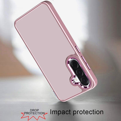 Phone Case for Samsung Galaxy A37 Polished Acrylic Hybrid TPU Slim Shockproof Metal Button Thick Durable Grip Camera Protection Anti-Scratch Cover Pink