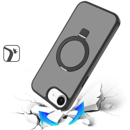 For Apple iPhone 17E /16E Magnetic Circle Back with Ring Stand Full Rotation Matte Hybrid Shockproof Case Cover